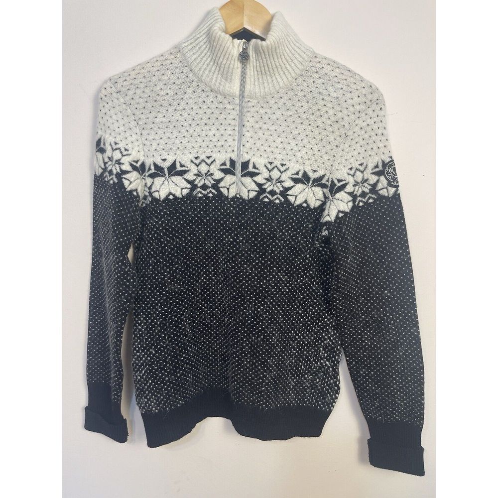 Rossignol Sweater 1/4 Zip Mohair Blend Black White‎ XL Women Nordic Stretch Ski